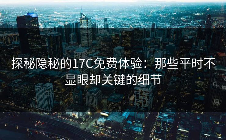 探秘隐秘的17C免费体验：那些平时不显眼却关键的细节