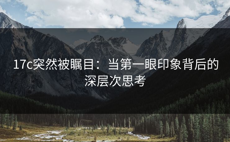 17c突然被瞩目：当第一眼印象背后的深层次思考