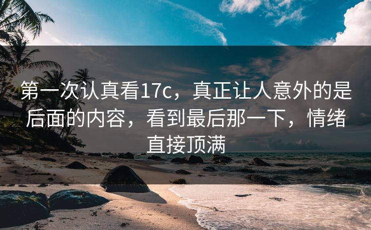 第一次认真看17c，真正让人意外的是后面的内容，看到最后那一下，情绪直接顶满