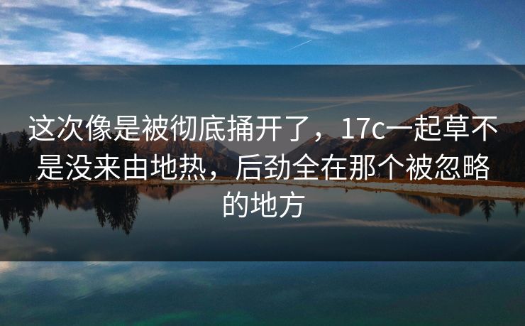 这次像是被彻底捅开了，17c一起草不是没来由地热，后劲全在那个被忽略的地方