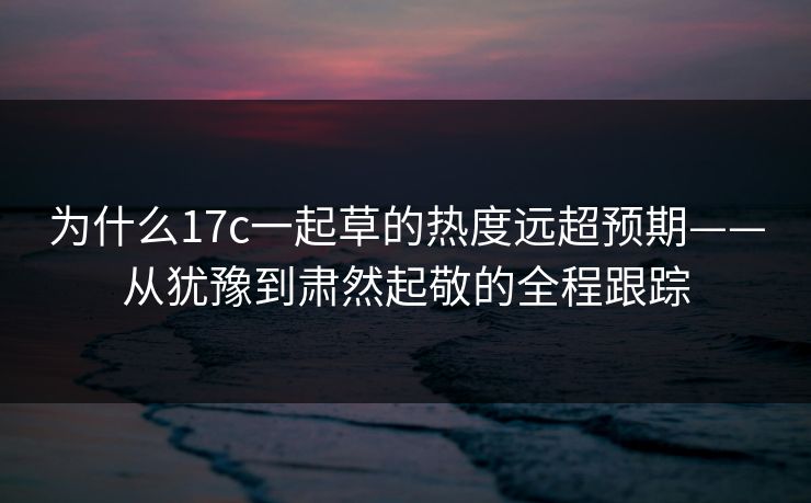 为什么17c一起草的热度远超预期——从犹豫到肃然起敬的全程跟踪