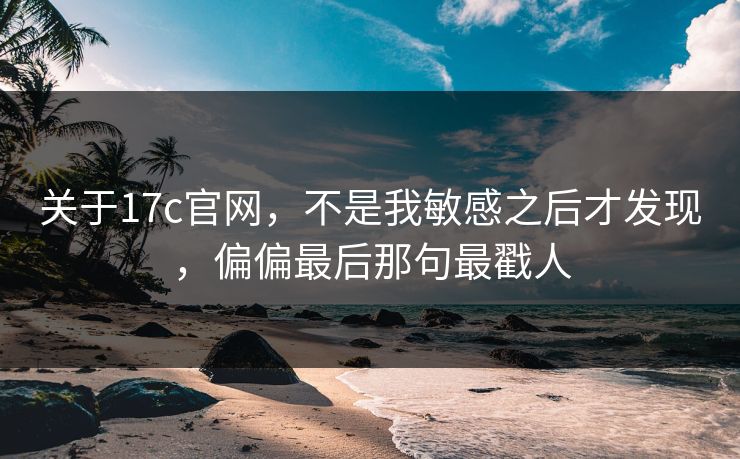 关于17c官网，不是我敏感之后才发现，偏偏最后那句最戳人