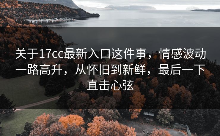 关于17cc最新入口这件事，情感波动一路高升，从怀旧到新鲜，最后一下直击心弦