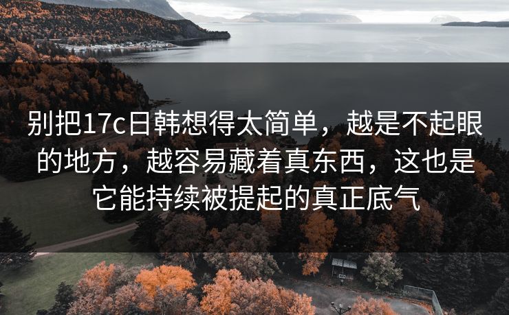 别把17c日韩想得太简单，越是不起眼的地方，越容易藏着真东西，这也是它能持续被提起的真正底气