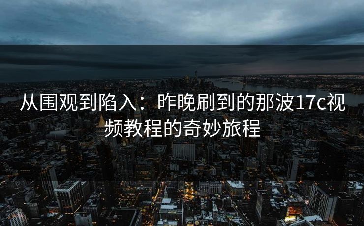 从围观到陷入：昨晚刷到的那波17c视频教程的奇妙旅程